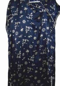 Rochie Feng Shui bleumarin, din matase