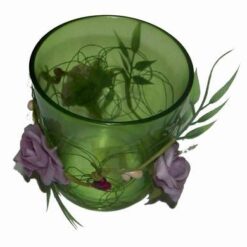 Suport verde cu decor pentru lumanare