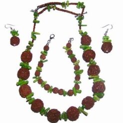 Set cu Rudraksha si coral verde