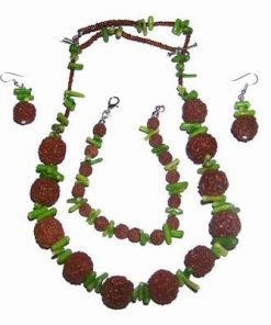 Set cu Rudraksha si coral verde