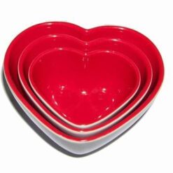 Set de 3 vase din ceramica, alb-rosii, pentrui dormitor