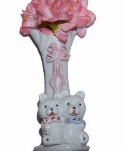 Vaza de flori cu cuplu de ursuleti fericiti