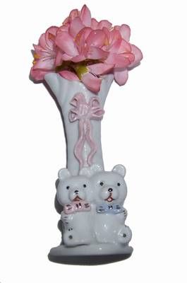Vaza de flori cu cuplu de ursuleti fericiti