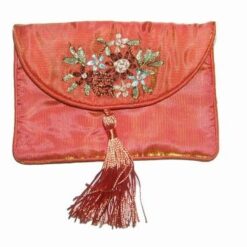 Portofel Feng Shui portocaliu cu broderie