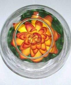 Bol din sticla cu lotus portocaliu