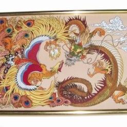 Tablou feng shui cu pasarea pheonix si dragon