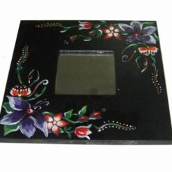 Oglinda Feng Shui cu flori de camp pictate - neagra