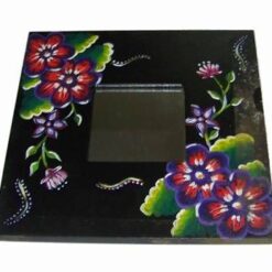 Oglinda Feng Shui cu flori de camp pictate - neagra