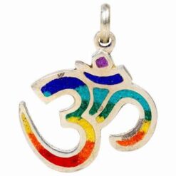 Pandantiv din argint tibetan cu simbolul Tao/OM si 7 chakre