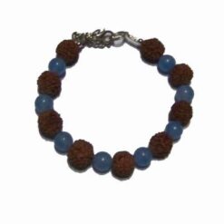 Bratara feng shui cu cristale de angelit si Rudraksha