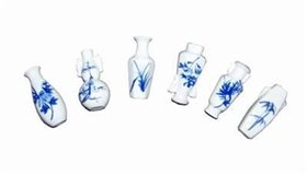 Set de 6 minivaze din portelan cu bambus
