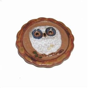 Minitablou din ceramica cu bufnita care vegheaza casa