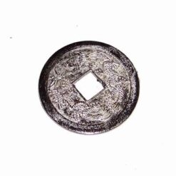 Moneda Feng Shui argintie cu pasarea Phoenix si Dragon