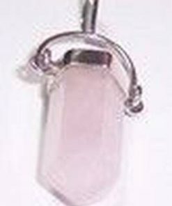 Pandantiv din cristal de cuart roz  argintat
