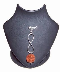 Pandantiv unisex  argintiu cu Rudraksha si cifra 8