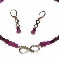 Set din aur de 14k cu rubin - calitatea AAA - unicat