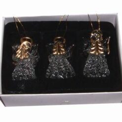 Set de 3 ingerasi din cristal cu bradut auriu