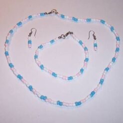 Set mozaic, in culorile alb, roz si bleu