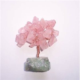 Copacel Feng Shui din cuart roz, pe suport din cristal