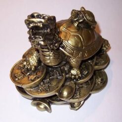 Testoasa dragon cu broscuteremediu Feng Shui din metal