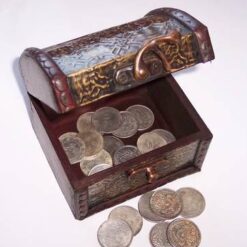 Cufarul Abundentei, din lemn cu 21 de monede diferite