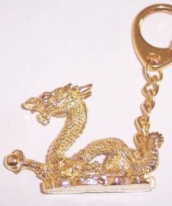 Dragon cu sfera - breloc auriu, din metal