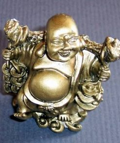 Statuia lui Buddha razand cu monede si pepite