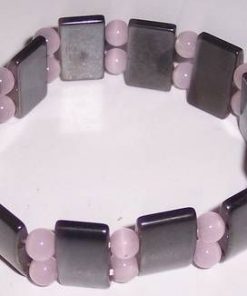 Bratara magnetica de cuart roz pe elastic