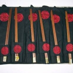 Set de 6 perechi de betisoare de lemn si 6 lavete