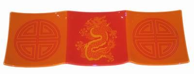 Platou Feng Shui cu dragon si ideogramele longevitatii