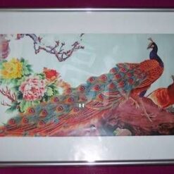 Tablou Feng Shui cu bujori si pauni