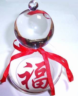 Wu Lou din cristal transparent cu Ideograma Norocului