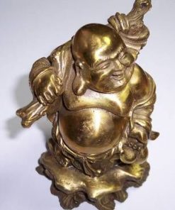 Buddha razand cu Sacul Abundentei si Wu Lou - din metal