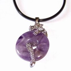 Sarpele-dragon din metal argintat cu ametist