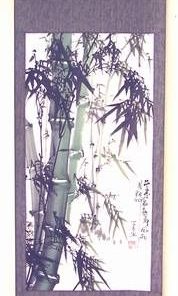 Pergament Feng Shui cu Bambus verde si negru - model unicat!
