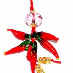 Canaf Feng Shui cu ardei rosii si cristal multifatetat roz