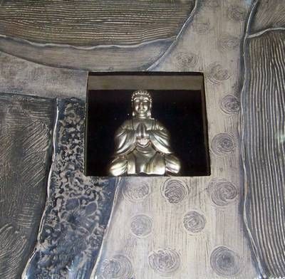 Tablou Feng Shui din lemn cu statuia lui Buddha
