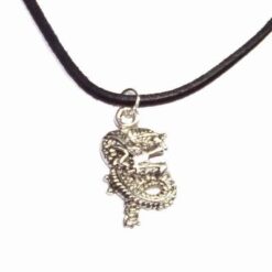 Dragonul Imperial, din metal, pe siret negru din piele