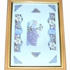 Tablou romantic cu liliac, fluturi si bujori