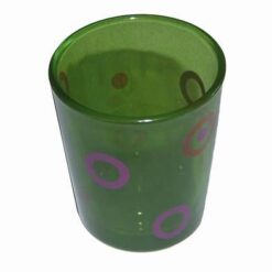 Pahar de culoare verde, cu model si lumanare tip pastila