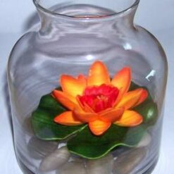 Bol din sticla cu pietre naturale si nufar orange