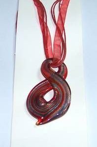 Pandantiv cu cifra 8 din cristal de Murano - rosu