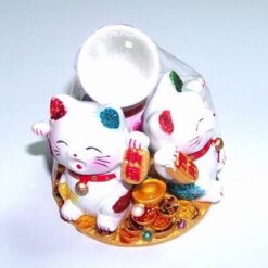 Set de 3 pisici Maneki Neko cu pepite, monede si sfera