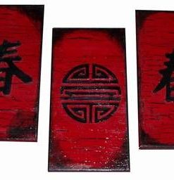 Set de 3 tablouri Feng Shui cu ideograma sanatatii