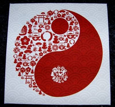 Tablou Feng Shui cu Yin-Yang si elemente de bun augur