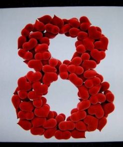 Tablou Feng Shui cu cifra 8 si inimioare rosii