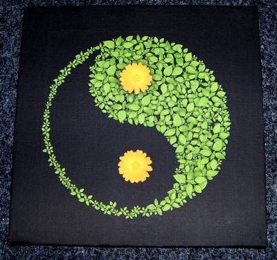 Tablou Feng Shui cu Yin-Yang si flori