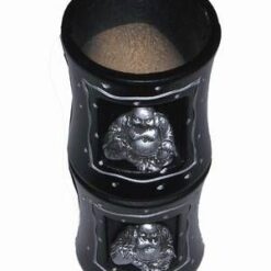 Vaza ornamentala neagra, cu Buddha argintii