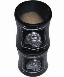 Vaza ornamentala neagra, cu Buddha argintii