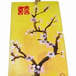 Tablou Feng Shui din ceramica, cu flori de piersic